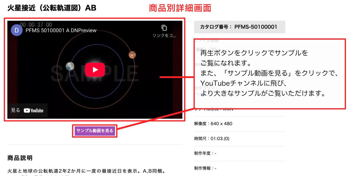 商品詳細画面の例