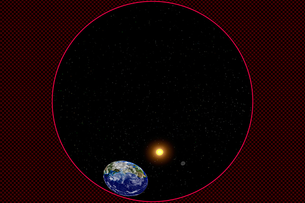 Compare the size of the Moon-Sun-Earth