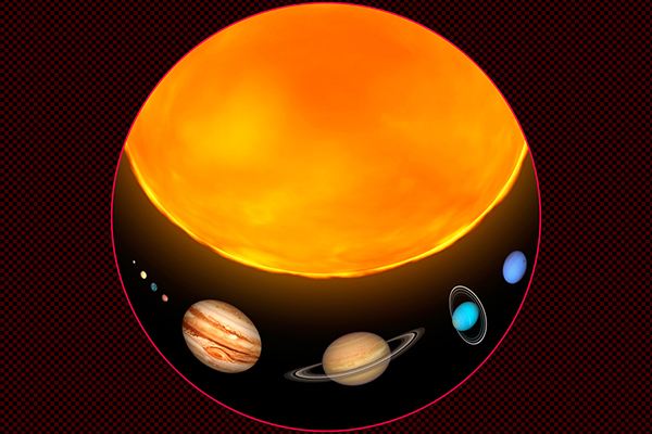 Compare the size of the planet