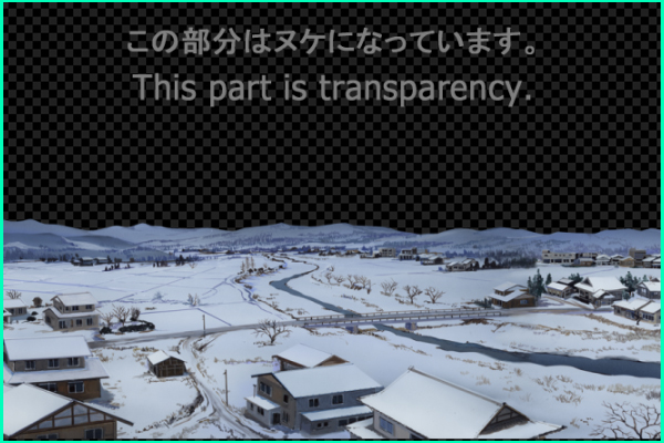 Snow scene of country town - Daytime view