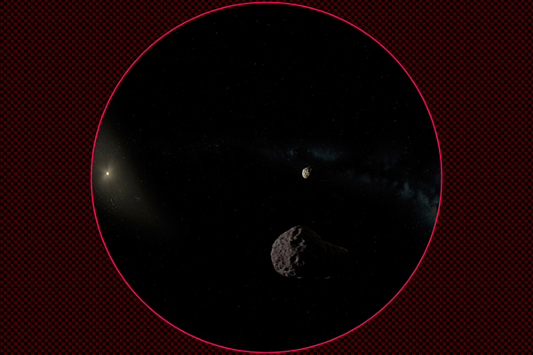 隕石を掠めて飛ぶ